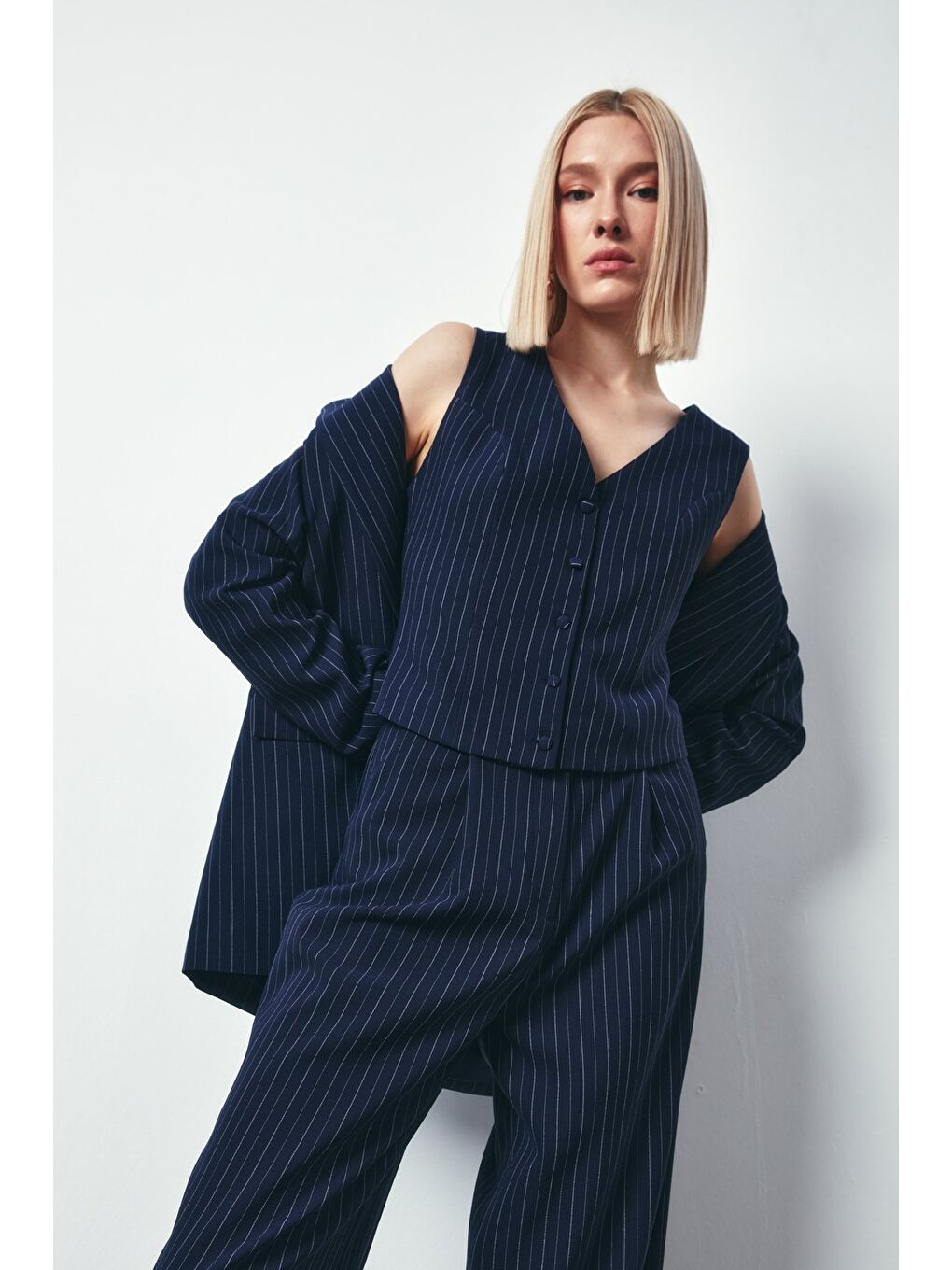 Düğmeli Yelek - Lacivert-2