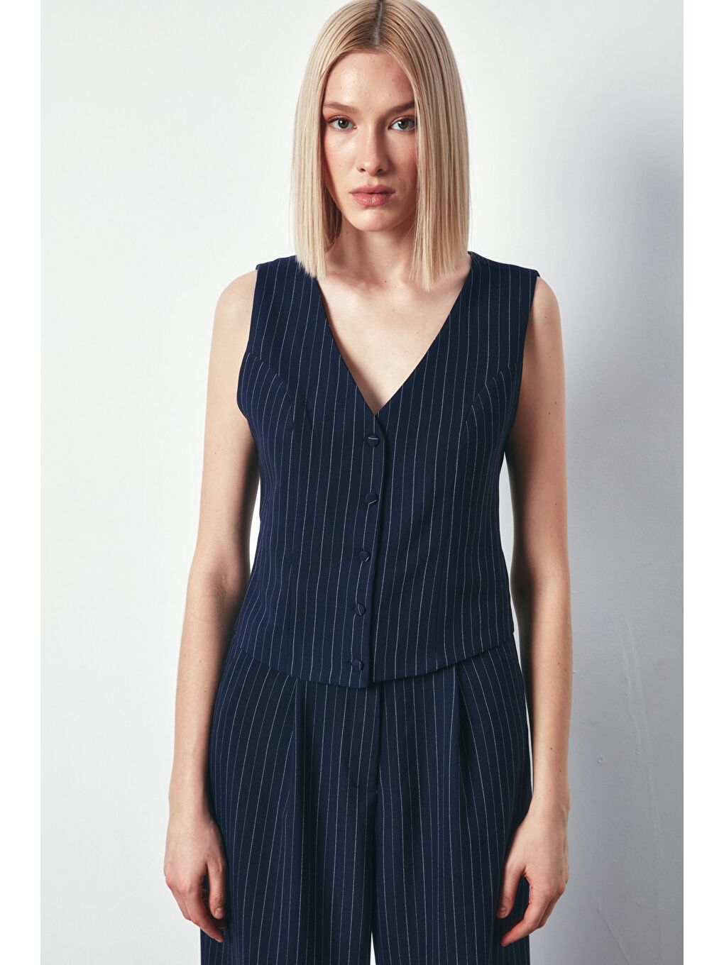 Düğmeli Yelek - Lacivert-3