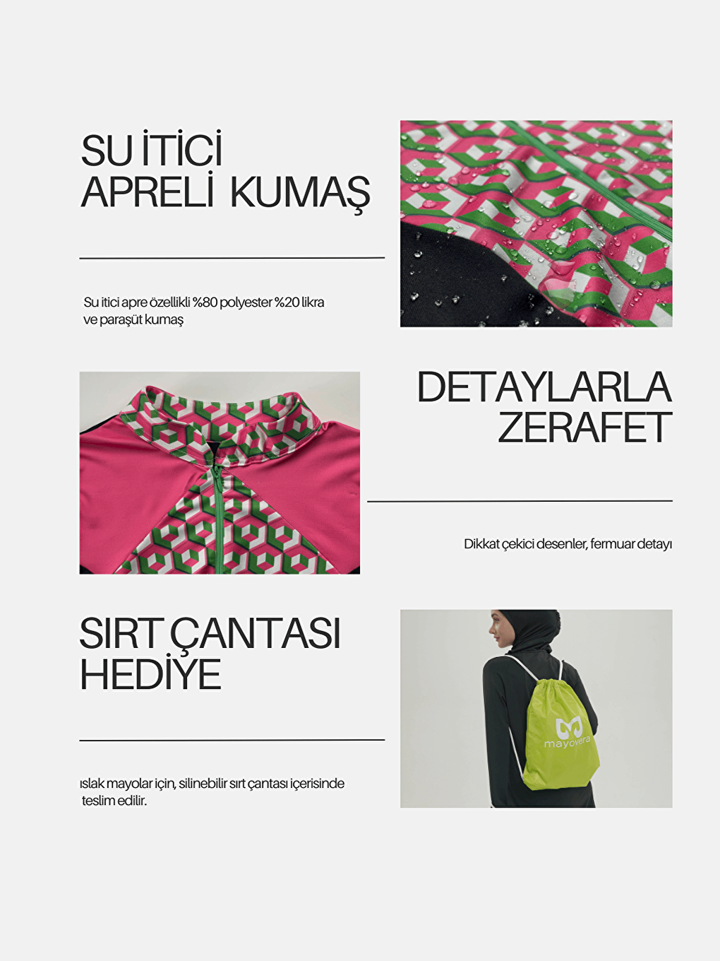 Pembe Fit Tek Üst Tesettür Mayo-5