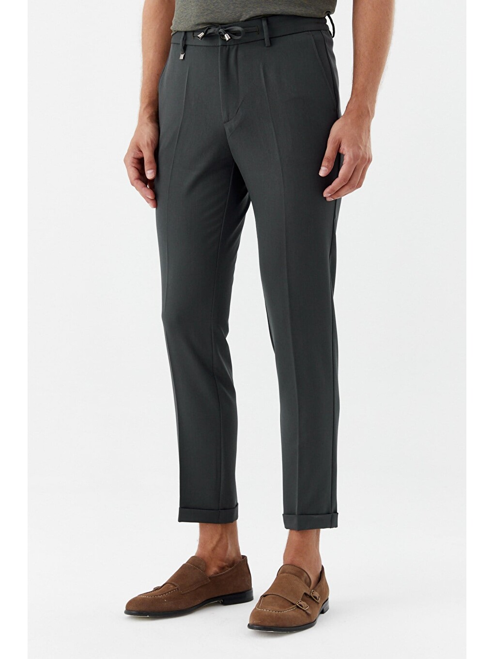 Yeşil Erkek Zümrüt Dar Kesim Slim Fit Dokuma Yan Cep Jogger Pantolon