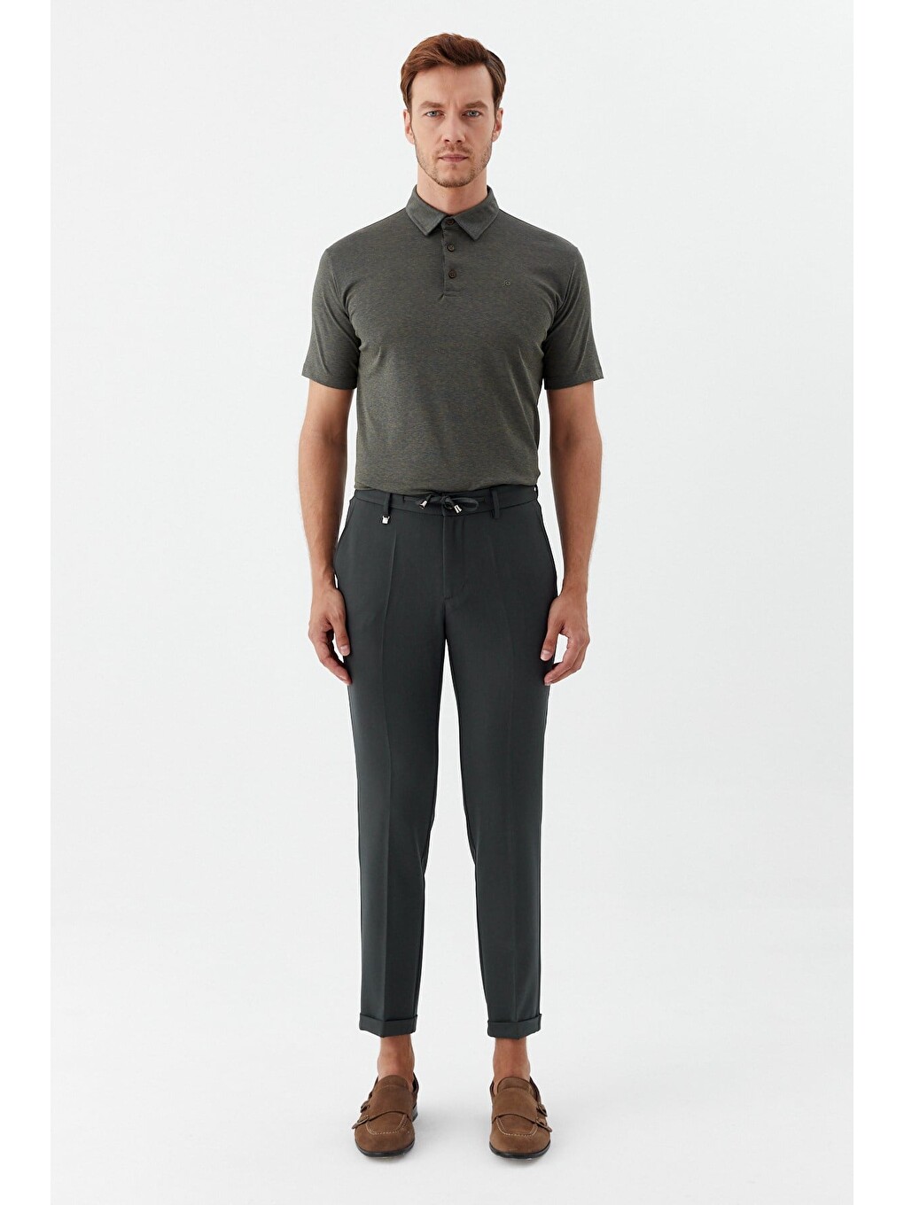 Yeşil Erkek Zümrüt Dar Kesim Slim Fit Dokuma Yan Cep Jogger Pantolon-2