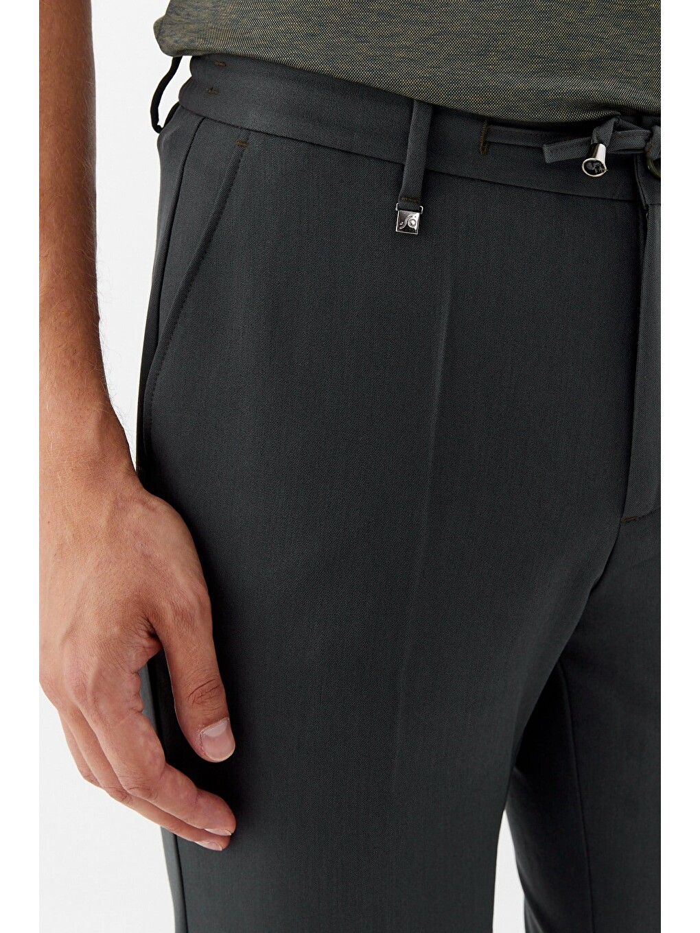 Yeşil Erkek Zümrüt Dar Kesim Slim Fit Dokuma Yan Cep Jogger Pantolon-3