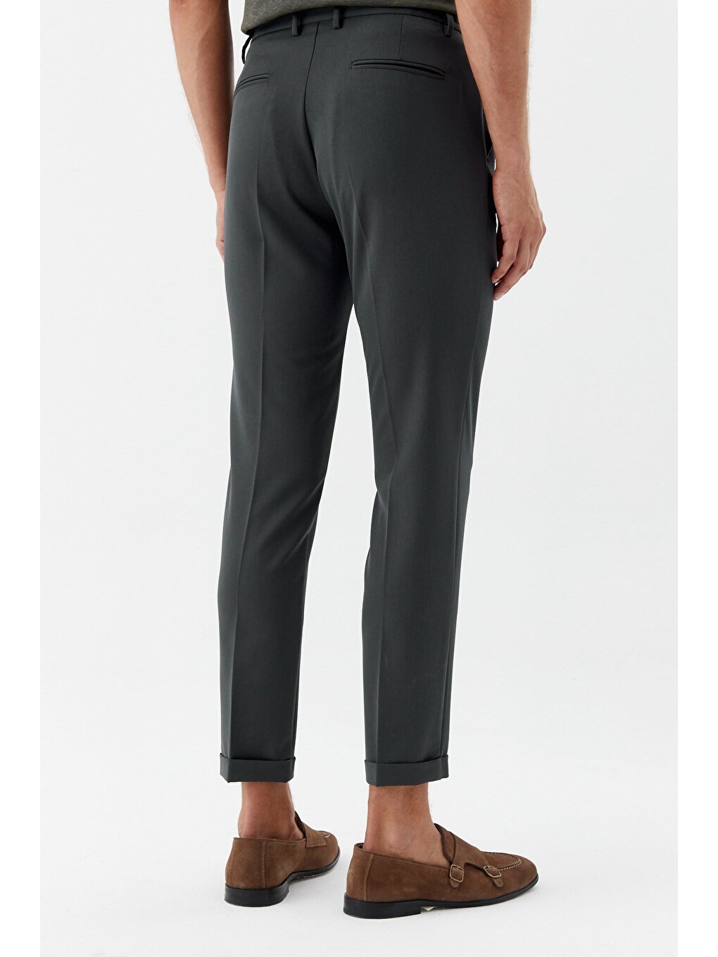 Yeşil Erkek Zümrüt Dar Kesim Slim Fit Dokuma Yan Cep Jogger Pantolon-5