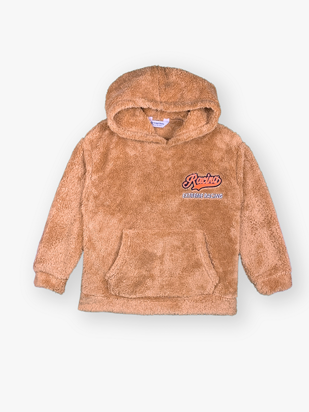 Bej Kapüşonlu Uzun Kollu Pelüş Erkek Çocuk Sweatshirt