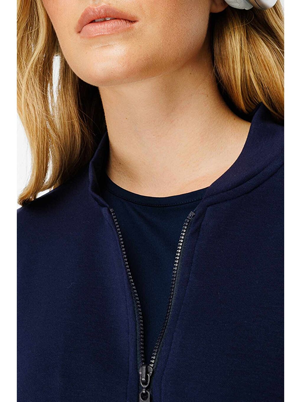 Fermuar Detaylı Bomber Lacivert Ceket-2