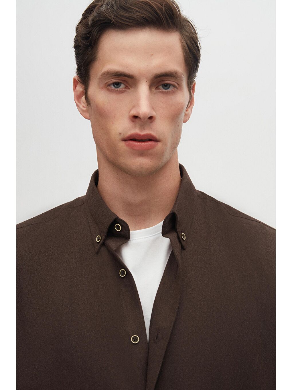 Kahverengi Regular Fit Koyu Kahve Düz Kışlık Flanel Gömlek-2