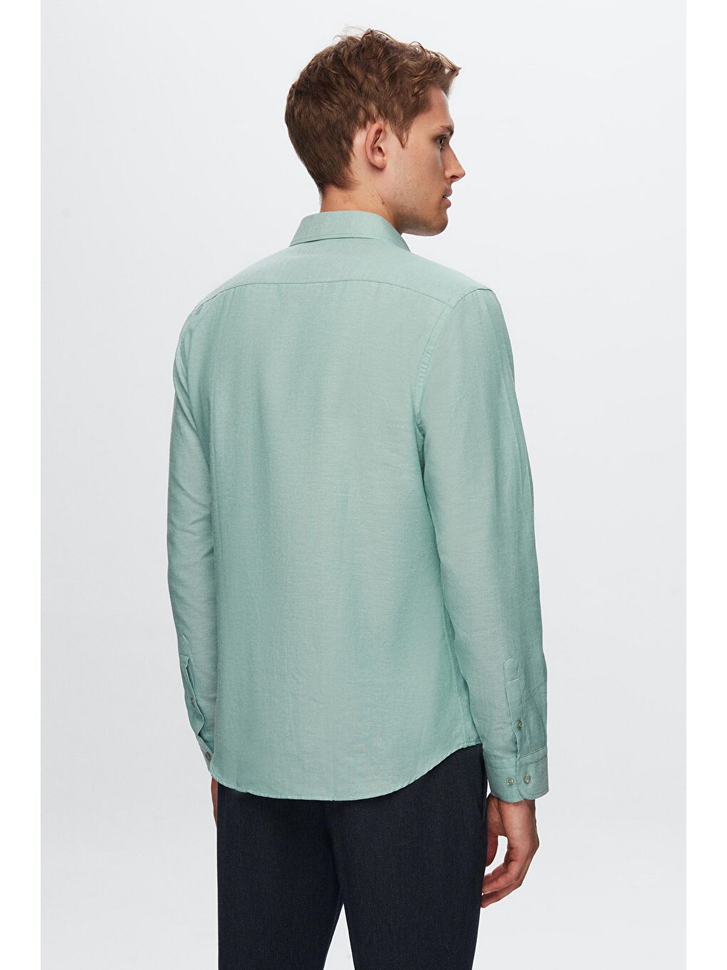 Slim Fit Yeşil Oxford Gömlek-3