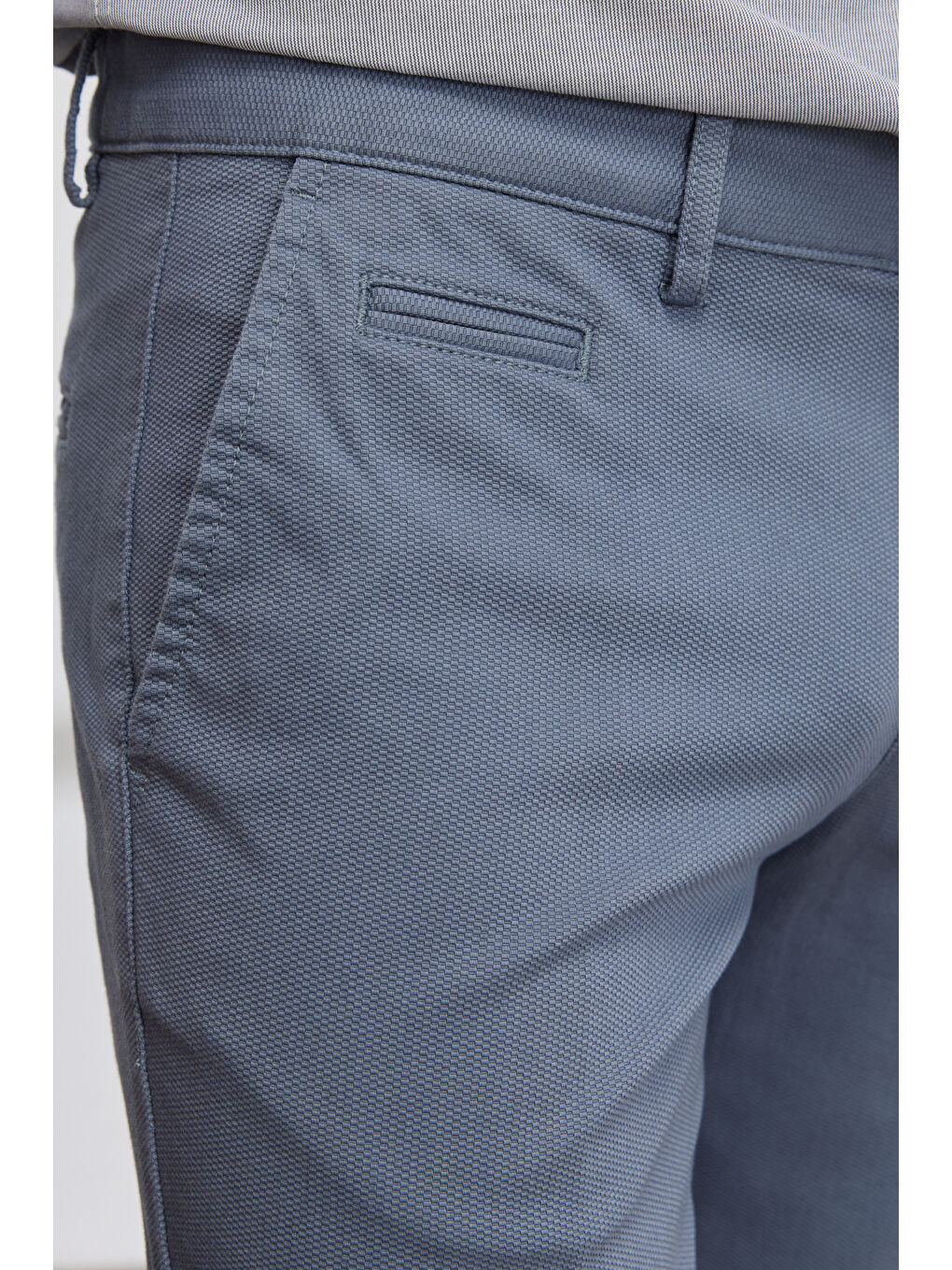 Erkek Petrol Slim Fit Dar Kesim Yan Cepli Pamuklu Esnek Armürlü Pantolon-7
