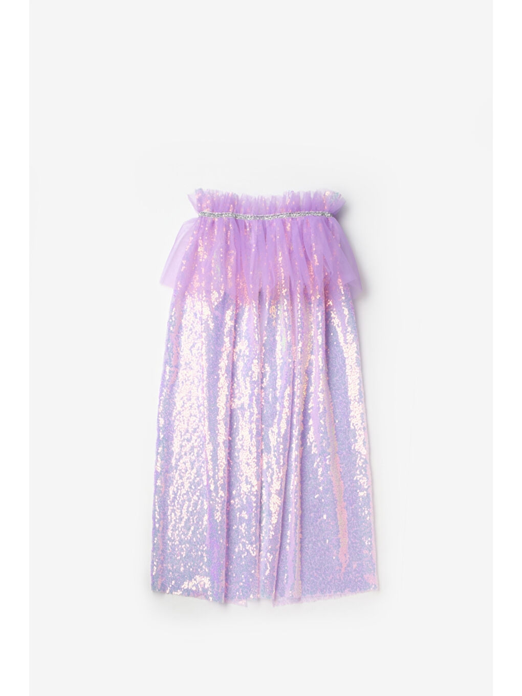 Lila Payetli Kız Çocuk Parti Pelerini-1