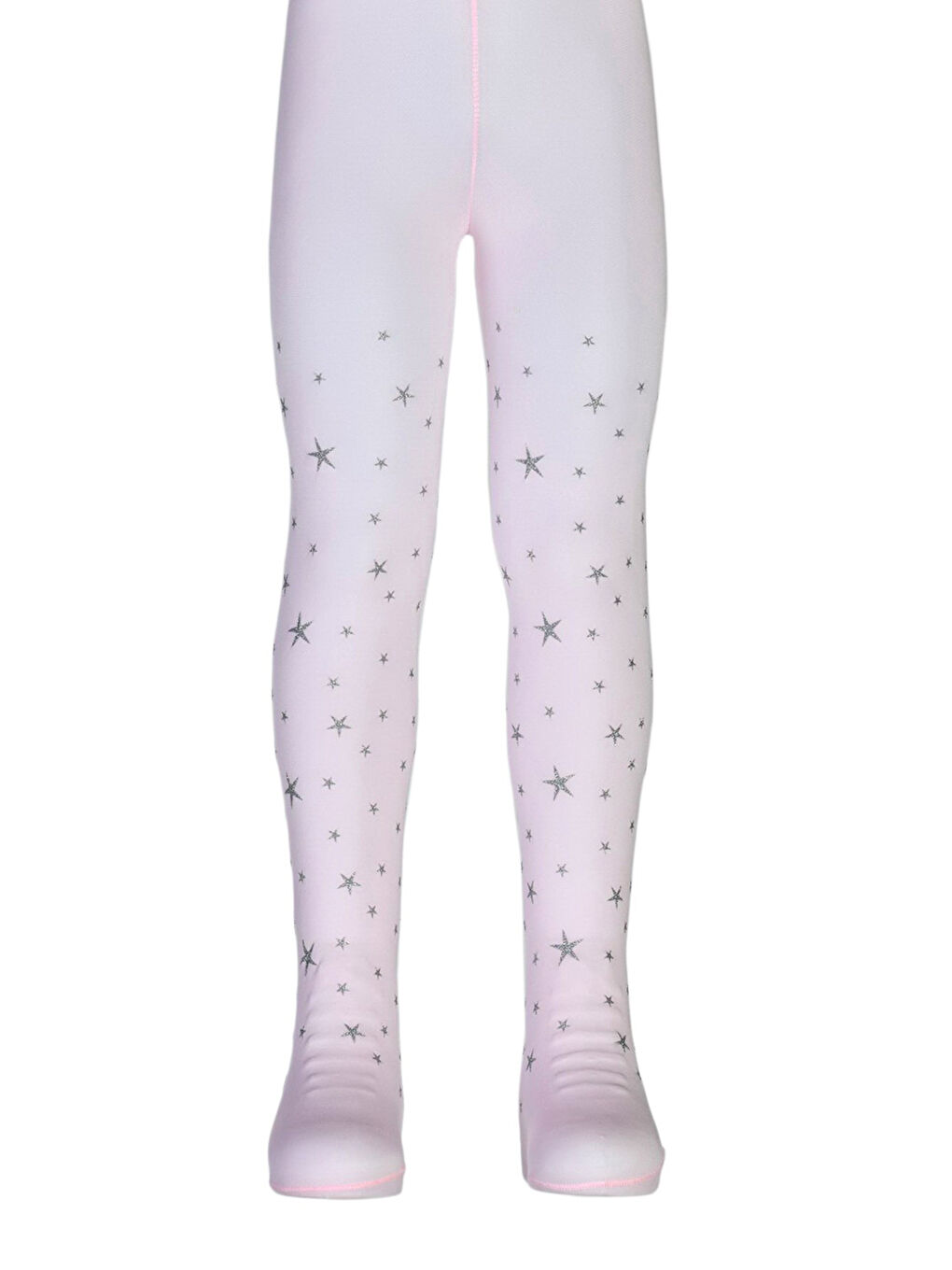 Pembe Simli Yıldızlı Kız Çocuk Muz Külotlu Çorap-2