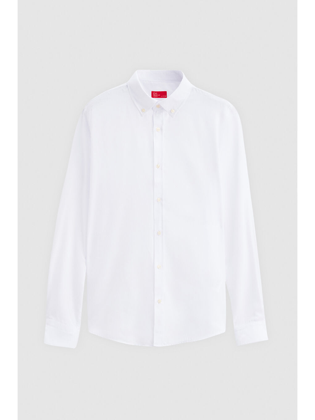 Slim Fit Beyaz Armürlü Düğmeli Yaka Pamuklu Gömlek-4