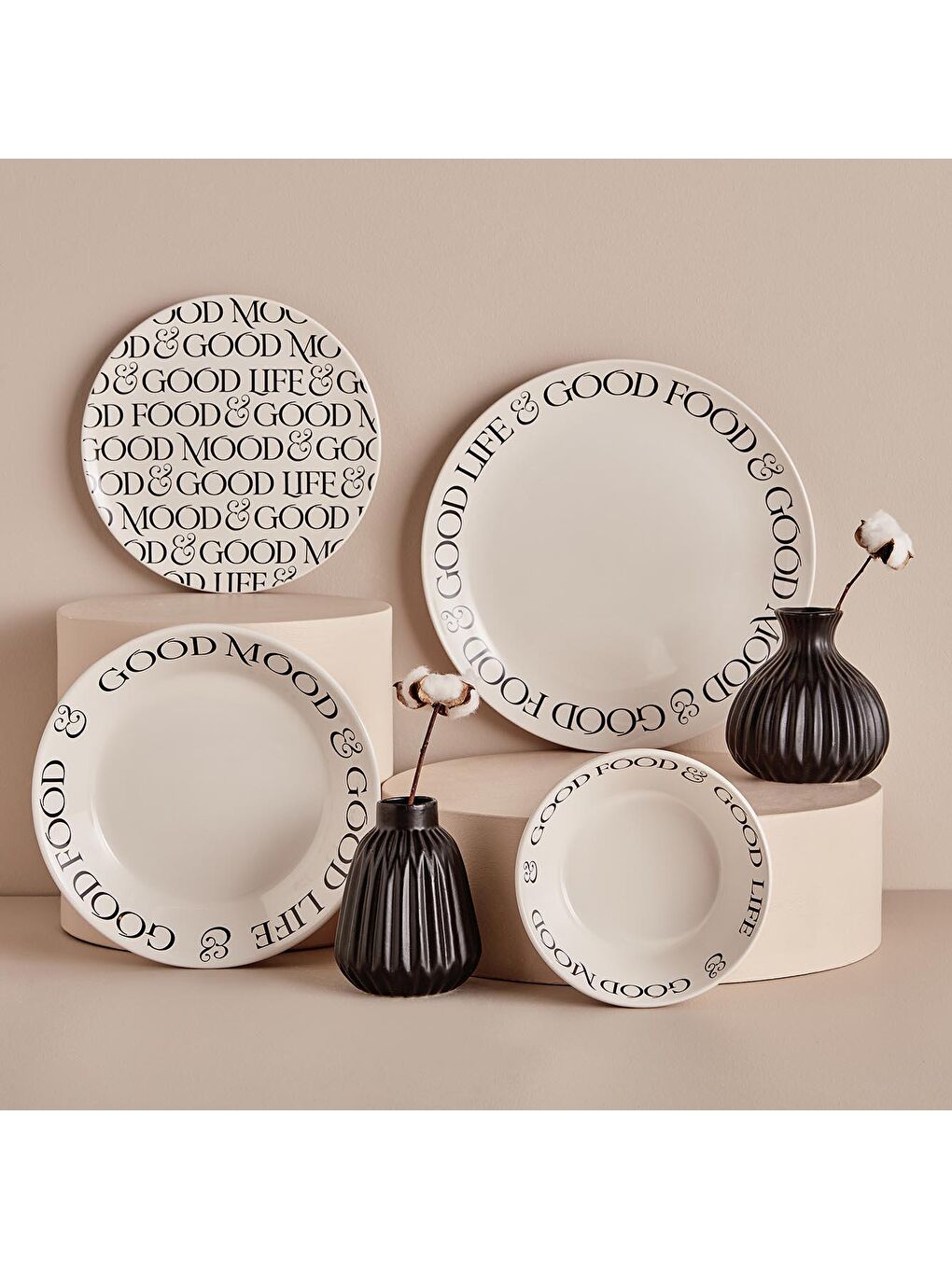 Motto Seramik Yemek Tabağı Beyaz-3