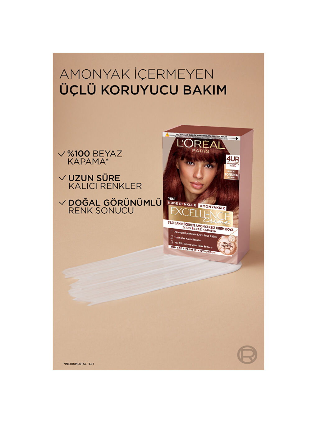 L’Oréal Paris Excellence Creme Nude Renkler Saç Boyası – 4UR Nude Koyu Kızıl-1