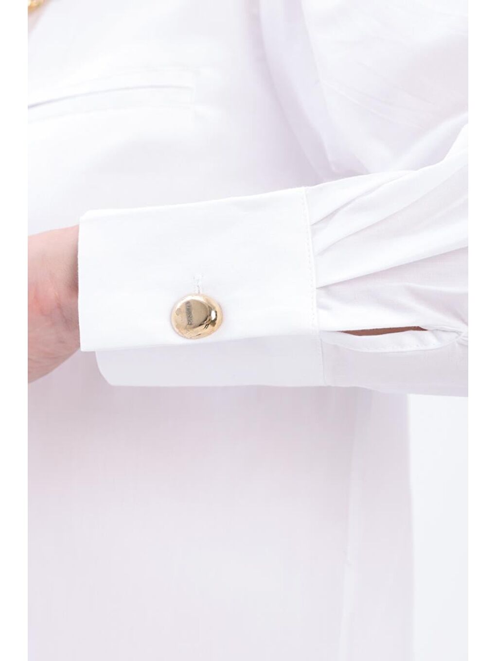 Beyaz %100 Pamuk Cep Detaylı Gömlek Tunik-4
