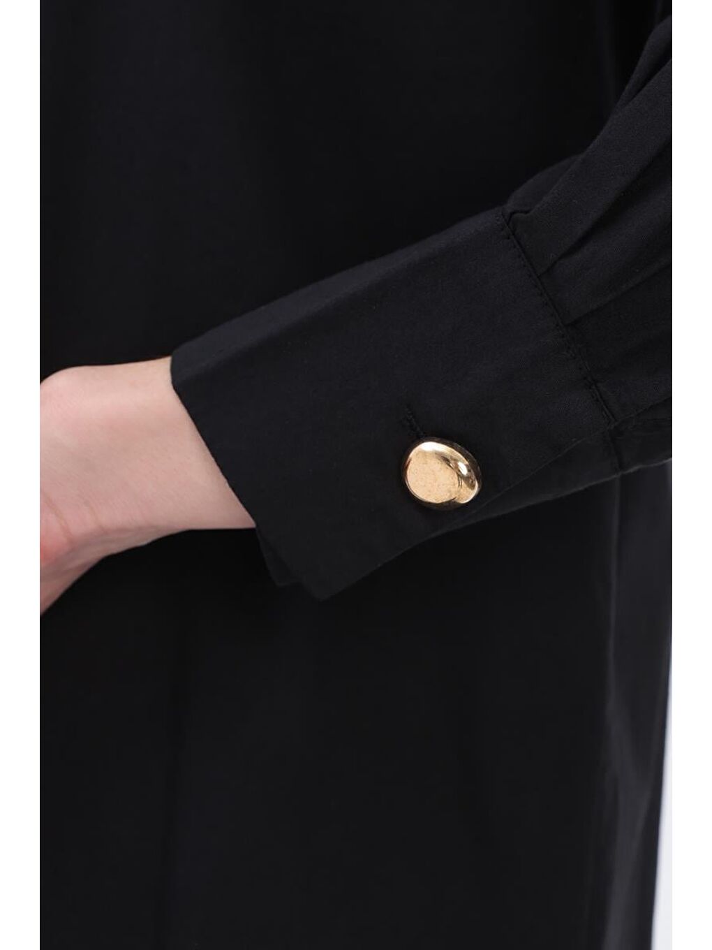 Siyah %100 Pamuk Cep Detaylı Gömlek Tunik-3