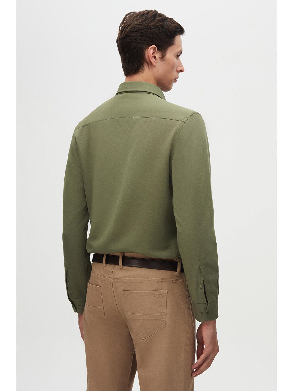Slim Fit Haki Oxford Gömlek-5