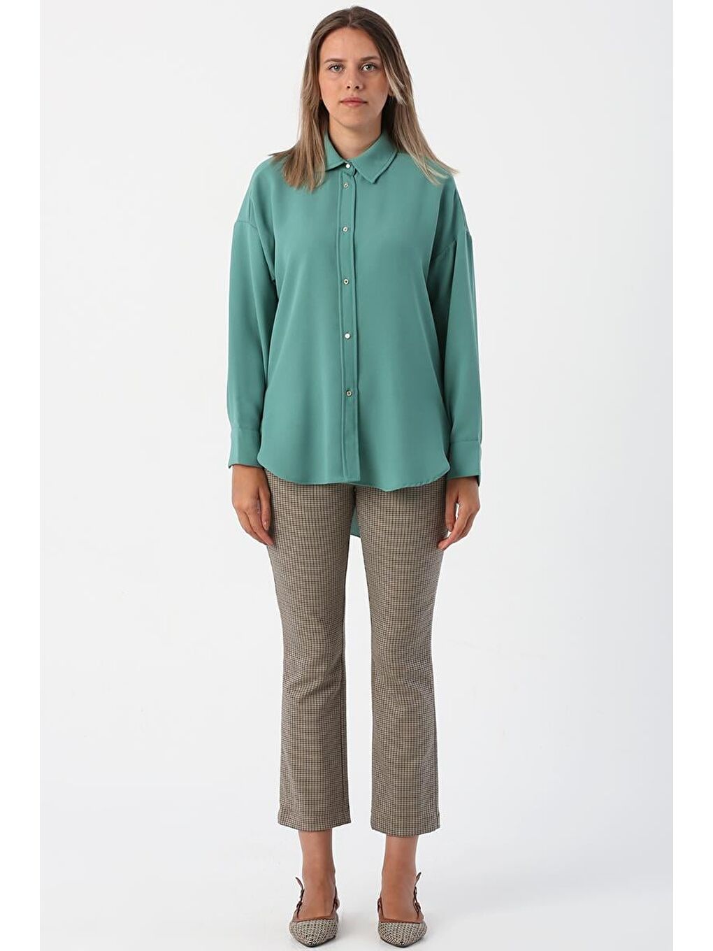 Yeşil-Rahat Gömlek Tunik-1