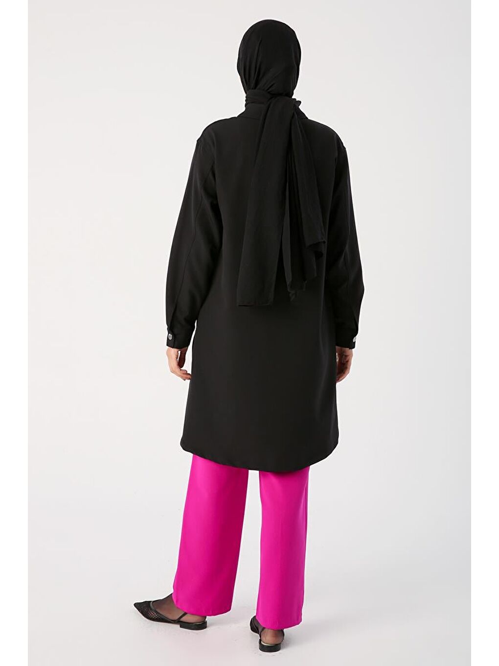 Siyah-Tek Cepli Çıtçıtlı Gömlek Tunik-3