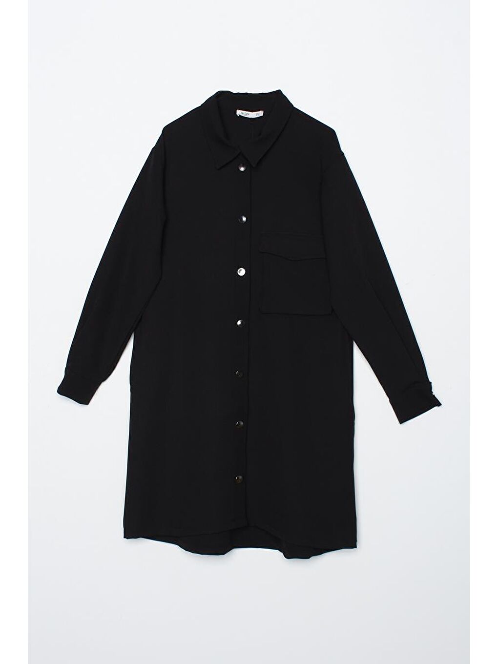 Siyah-Tek Cepli Çıtçıtlı Gömlek Tunik-5