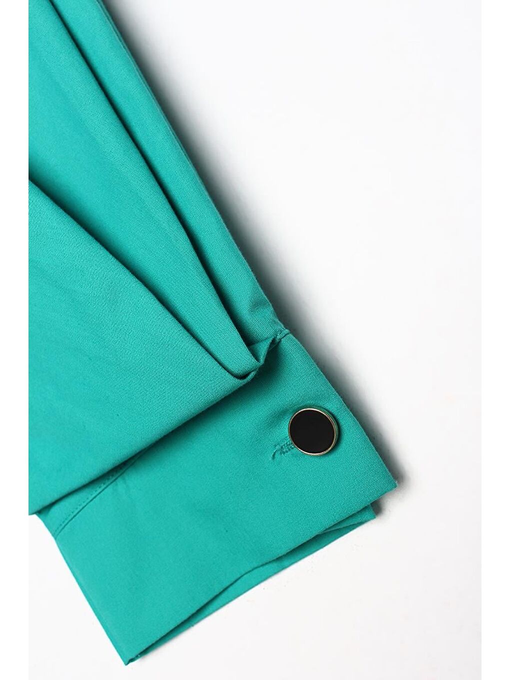 Yeşil Oversize Kol Pile Detaylı Gömlek Tunik-5