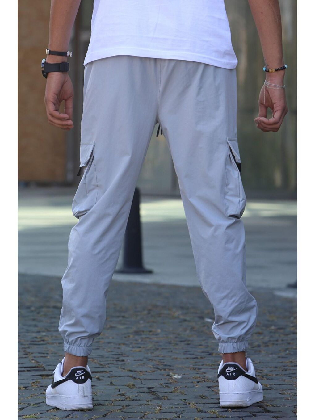 Boyalı Gri Kargo Cep Erkek Jogger Pantolon 5461-2