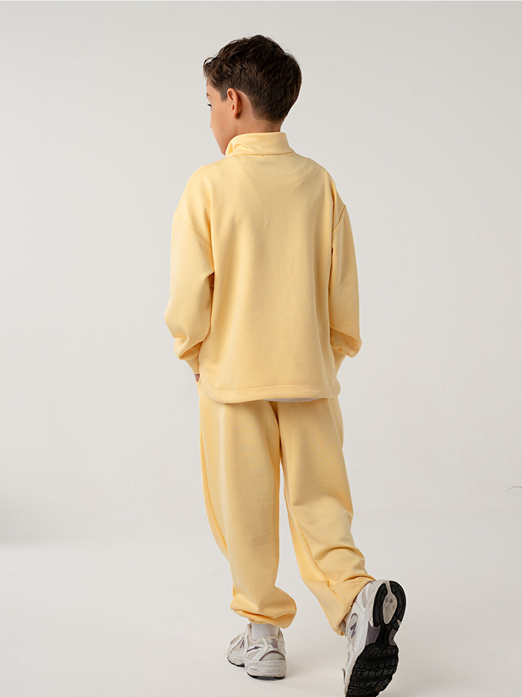 Erkek Çocuk Zipper Sarı Yumuşak Modal Eşofman Takım-1