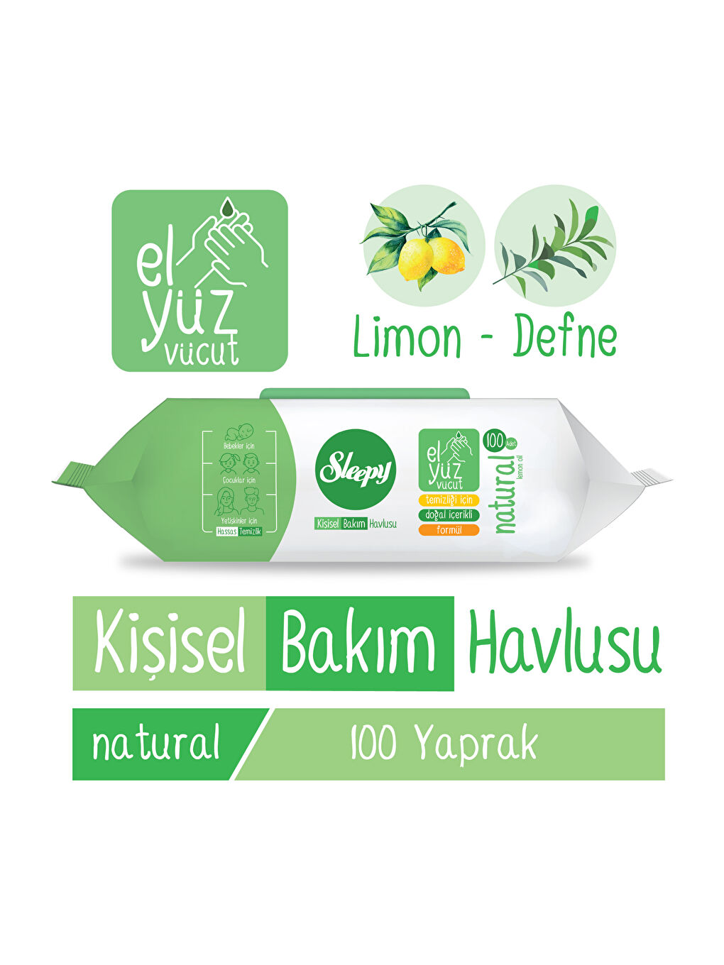 Natural Kişisel Bakım Havlusu 100 Yaprak