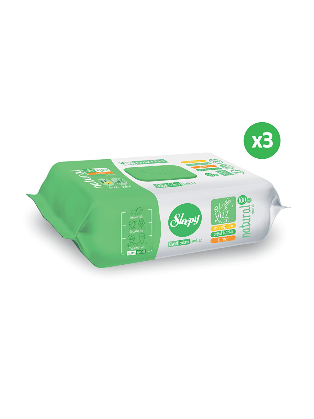 Natural Kişisel Bakım Havlusu 3x100 (300 Yaprak)-1