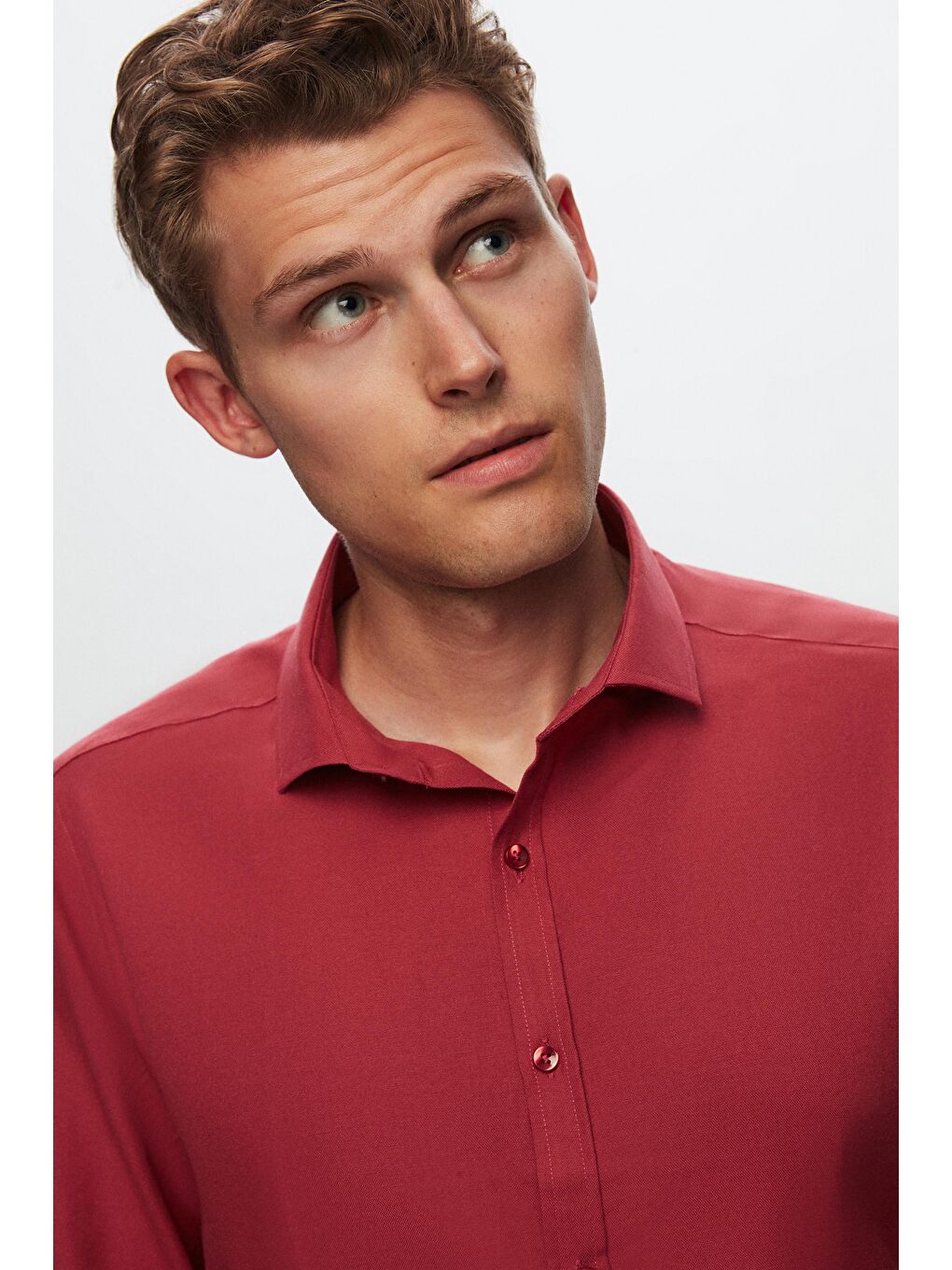Slim Fit Bordo Oxford Gömlek-1