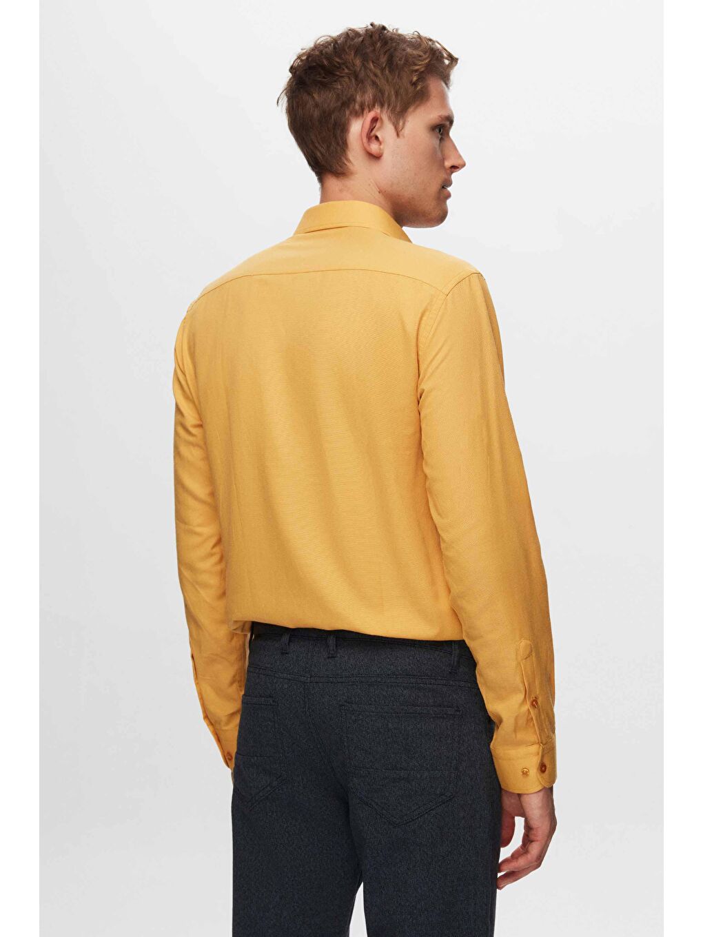 Sarı Slim Fit Hardal Oxford Gömlek-2