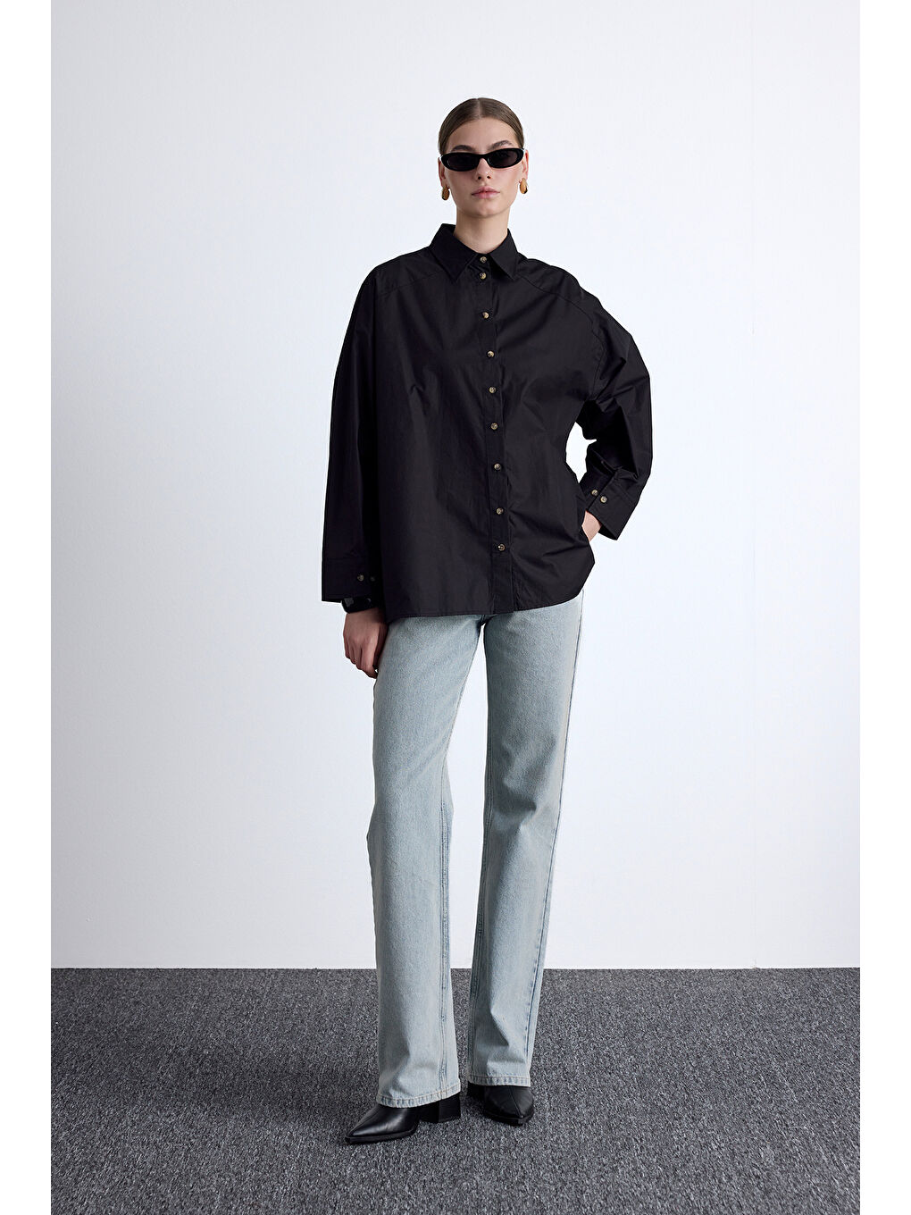 Geniş Kesim Premıum Gömlek Siyah