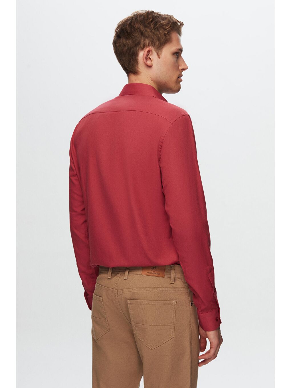 Slim Fit Bordo Oxford Gömlek-2