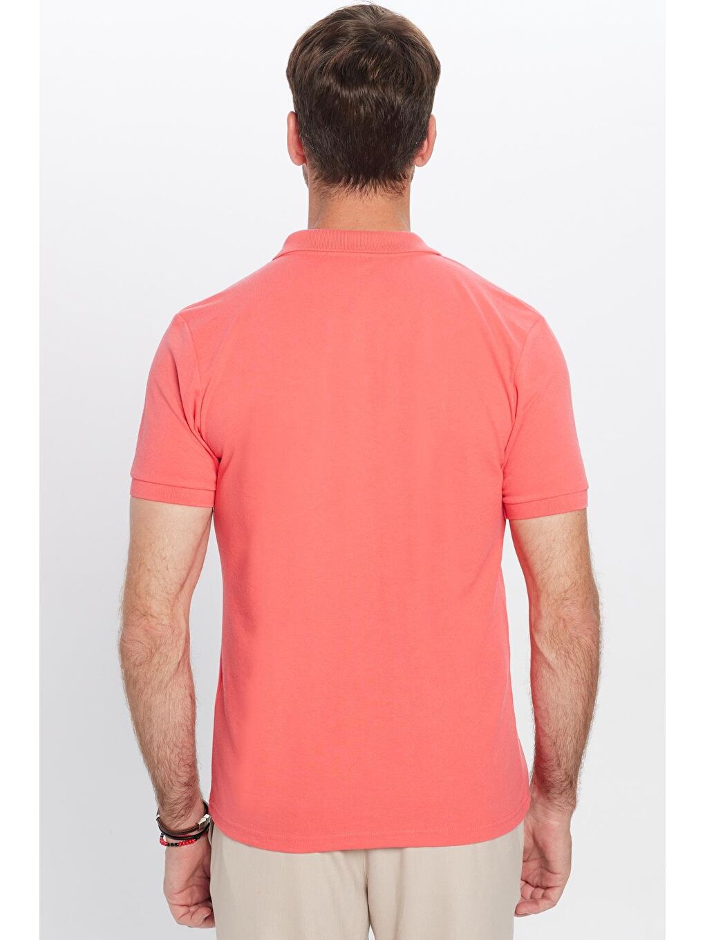 TUDORS Kirmizi Erkek Slim Fit Dar Kesim Pamuklu Yumuşak Dokulu Serin Tutan Kumaş Düz Pike Polo Yaka Tişört - 4