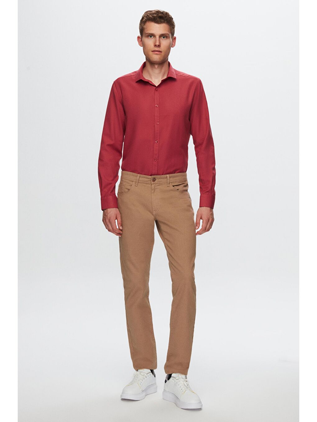 Slim Fit Bordo Oxford Gömlek-3