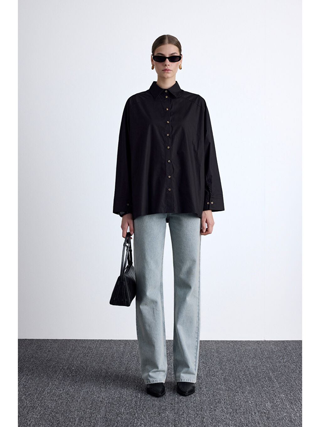 Geniş Kesim Premıum Gömlek Siyah-1