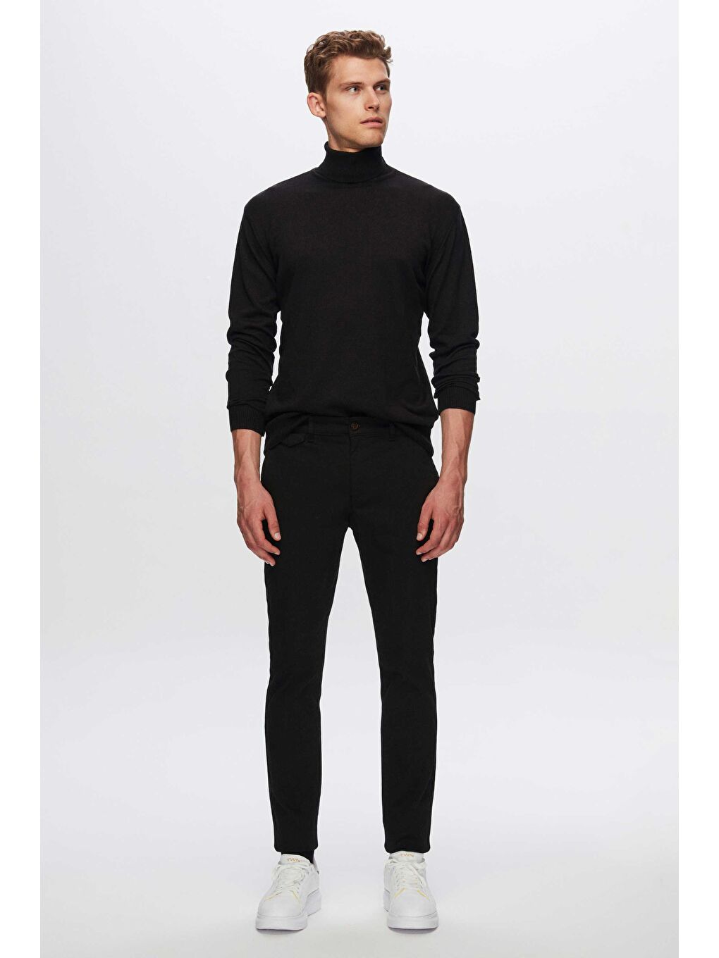 Regular Fit Siyah Pamuk Karışımlı Balıkçı Yaka Triko Kazak-3