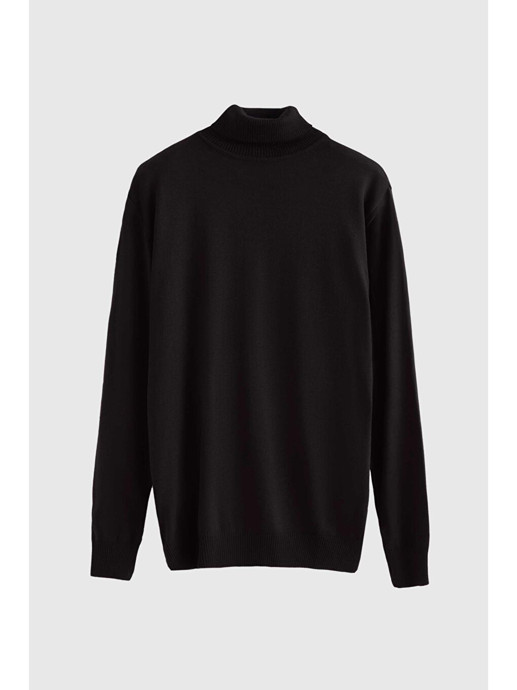 Regular Fit Siyah Pamuk Karışımlı Balıkçı Yaka Triko Kazak-4