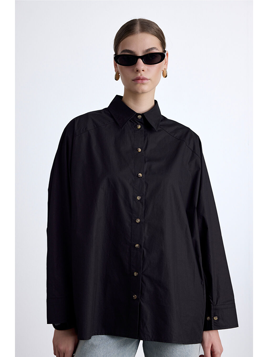 Geniş Kesim Premıum Gömlek Siyah-3