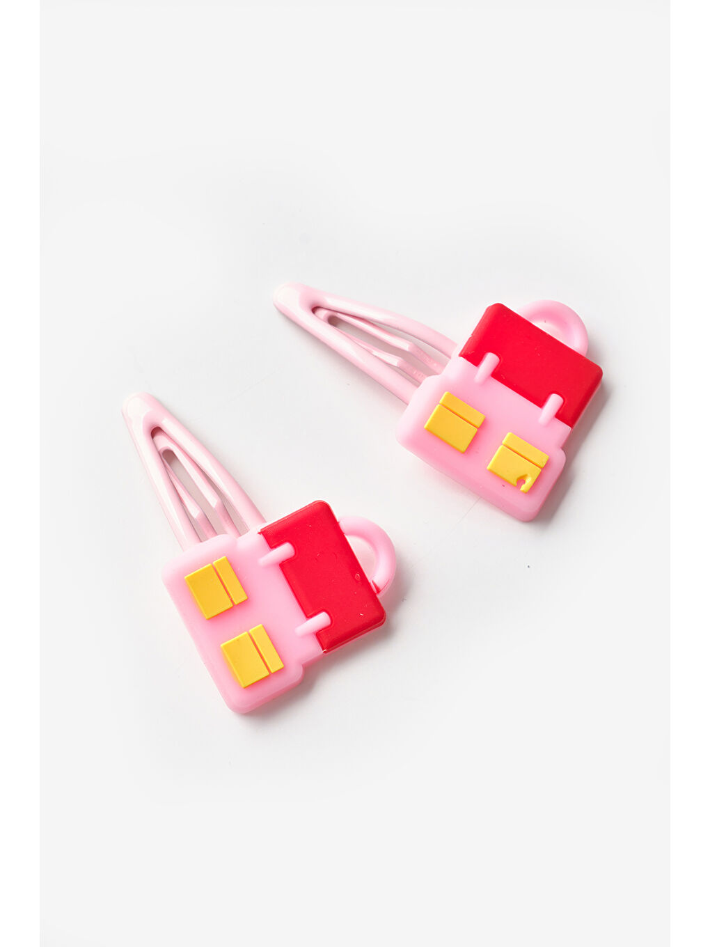 Pembe Çanta Figürlü Kız Çocuk 2'li Çıt Çıt Toka-1