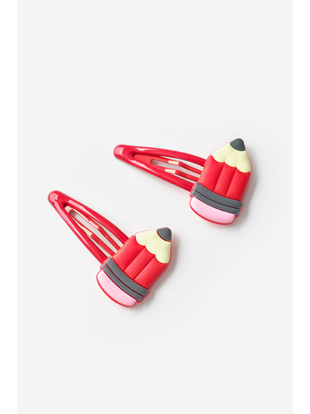 Kırmızı Kalem Figürlü Kız Çocuk 2'li Çıt Çıt Toka-1