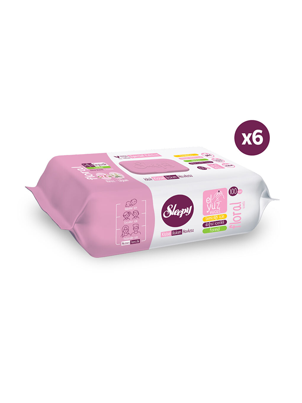 Floral Kişisel Bakım Havlusu 6x100 (600 Yaprak)-1