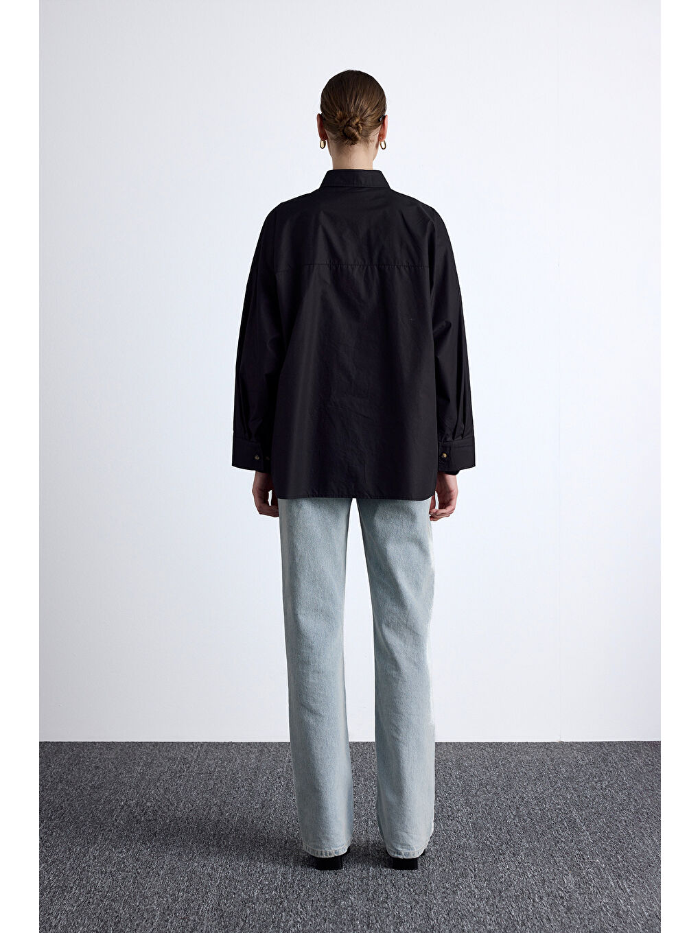 Geniş Kesim Premıum Gömlek Siyah-5