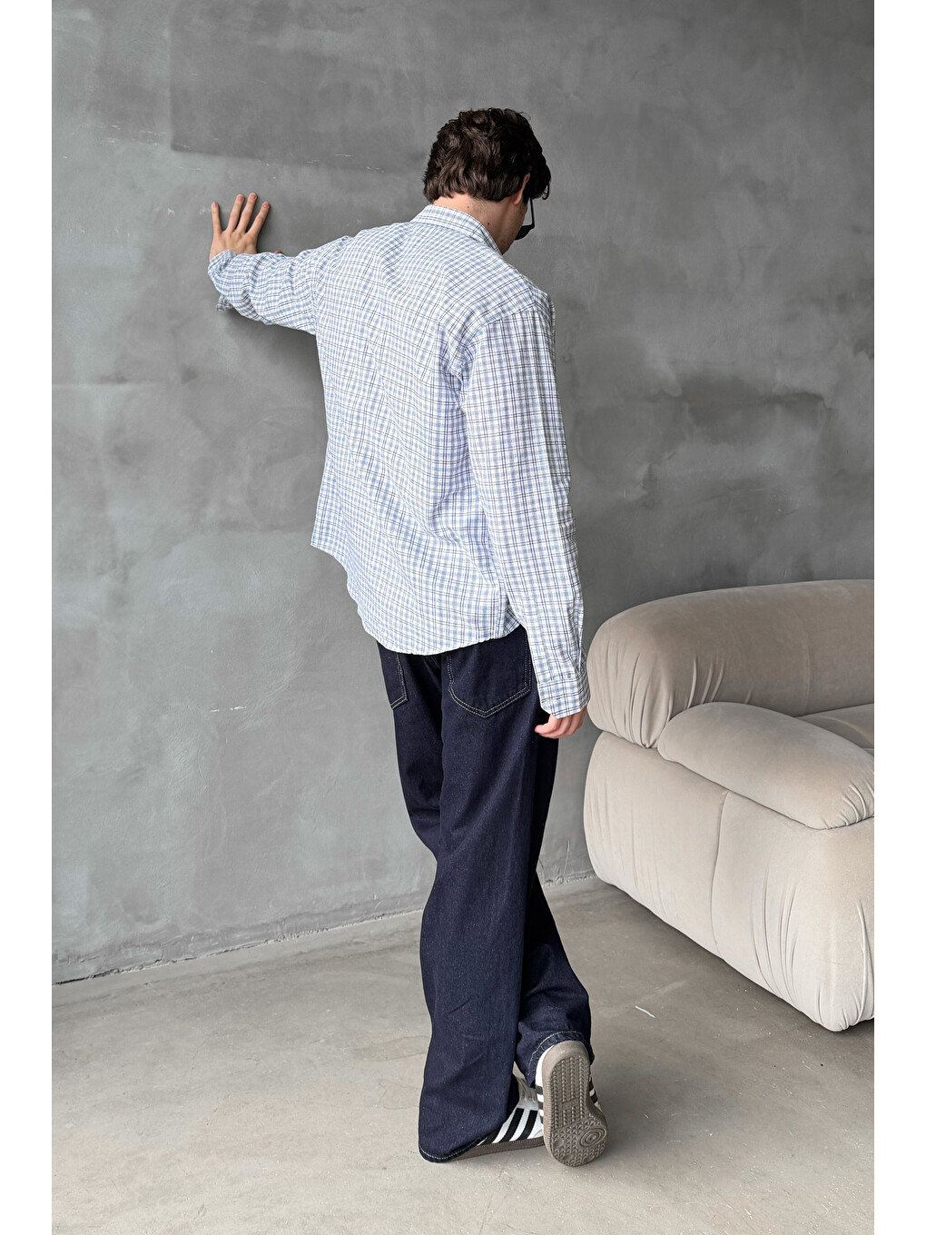 Lacivert Erkek Ekstra Baggy Jean Pantolon-2