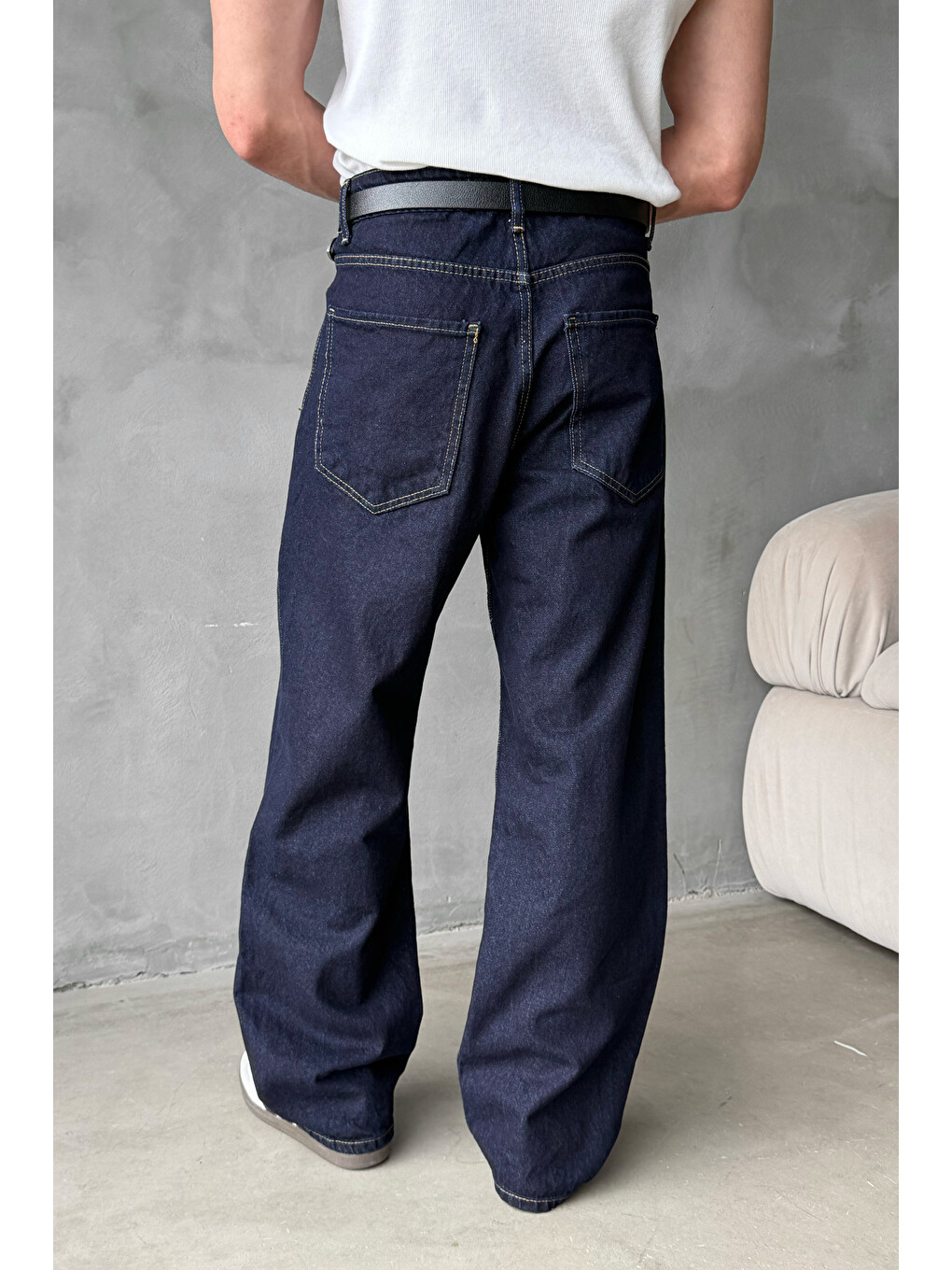 Lacivert Erkek Ekstra Baggy Jean Pantolon-6