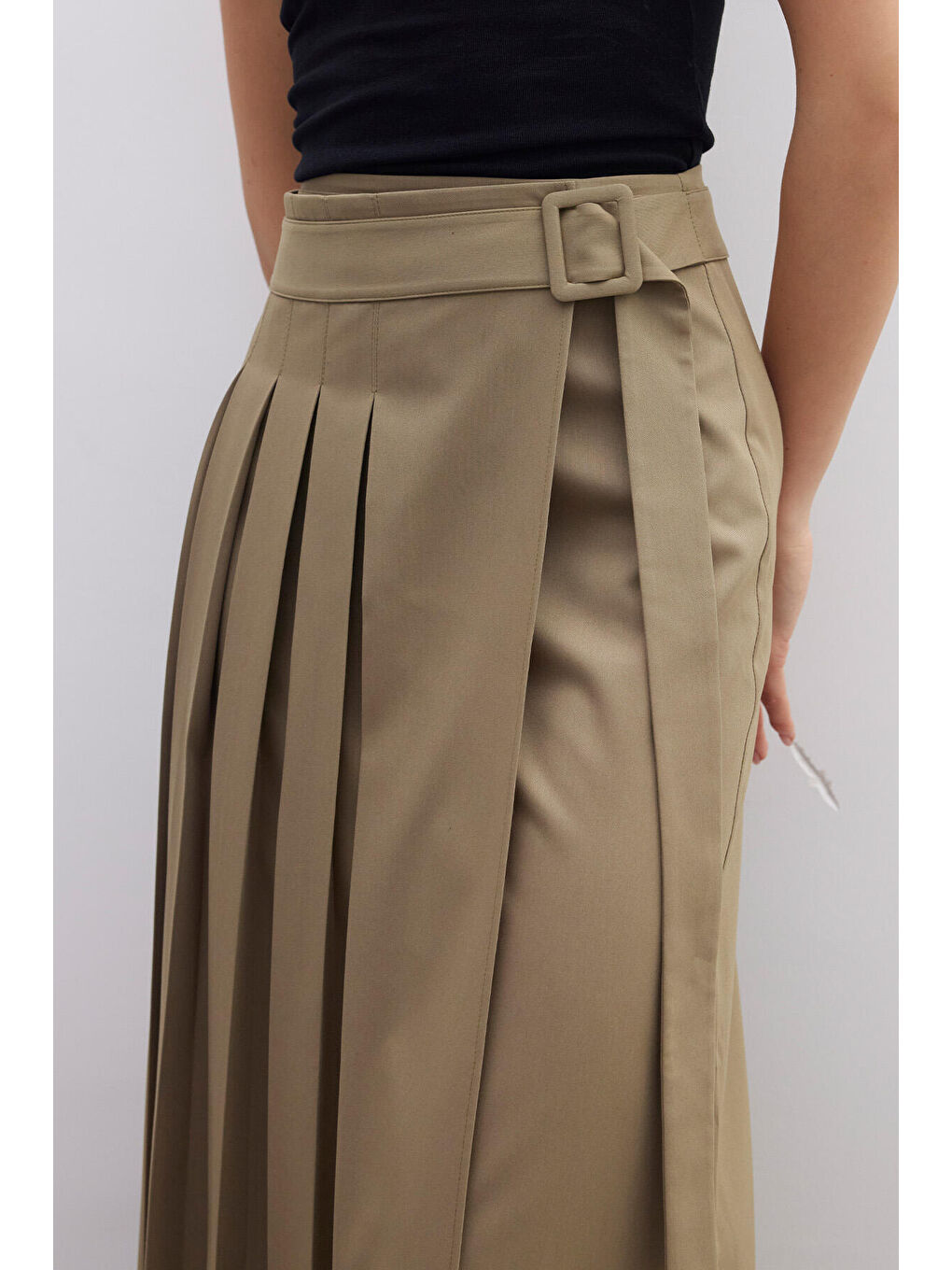 Pliseli Kruvaze Etek Yeşil-6