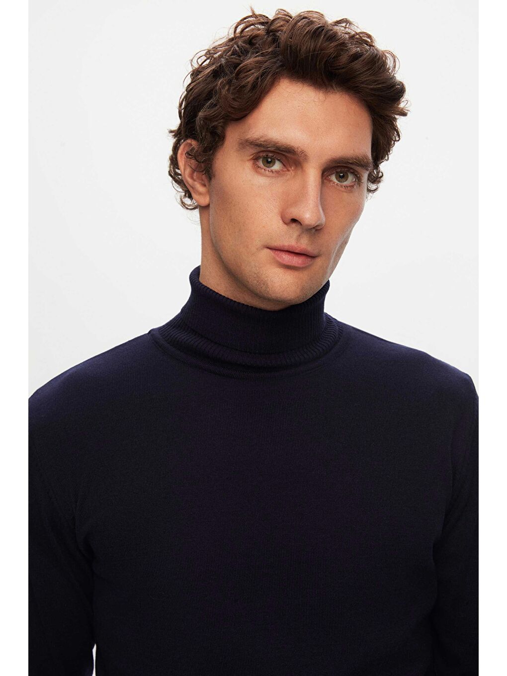 Regular Fit Lacivert Pamuk Karışımlı Balıkçı Yaka Triko Kazak-1