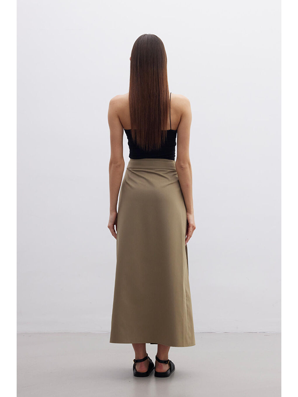 Pliseli Kruvaze Etek Yeşil-7