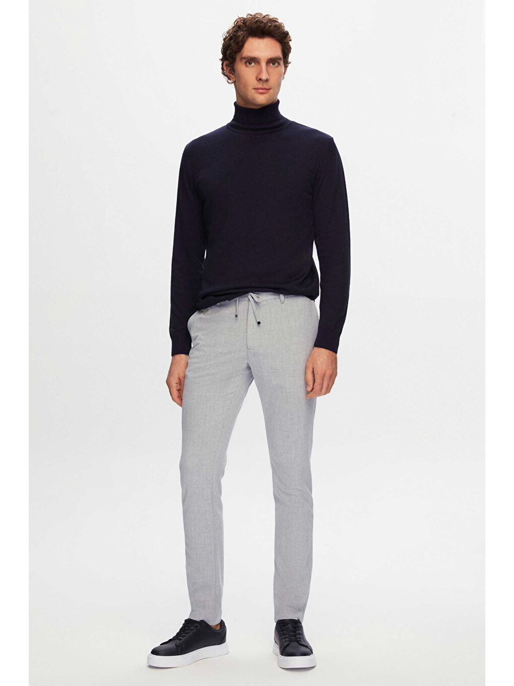 Regular Fit Lacivert Pamuk Karışımlı Balıkçı Yaka Triko Kazak-3