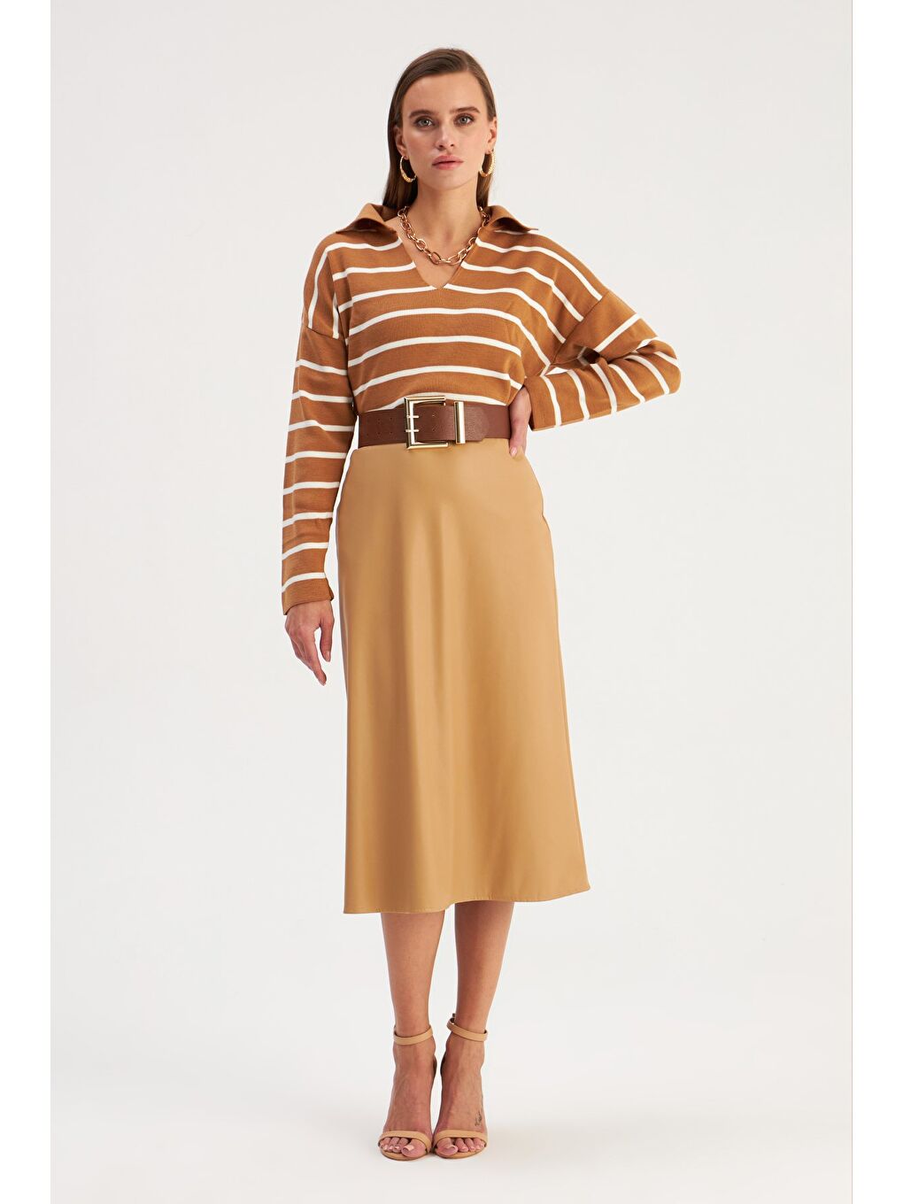 Salaş Deri Etek - Bej-2
