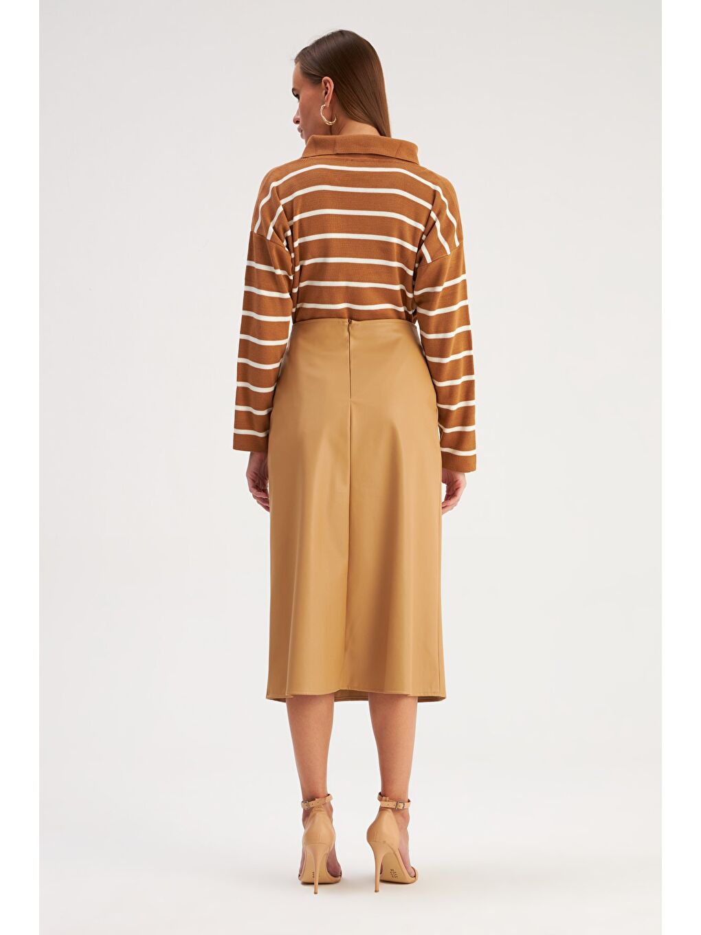 Salaş Deri Etek - Bej-5